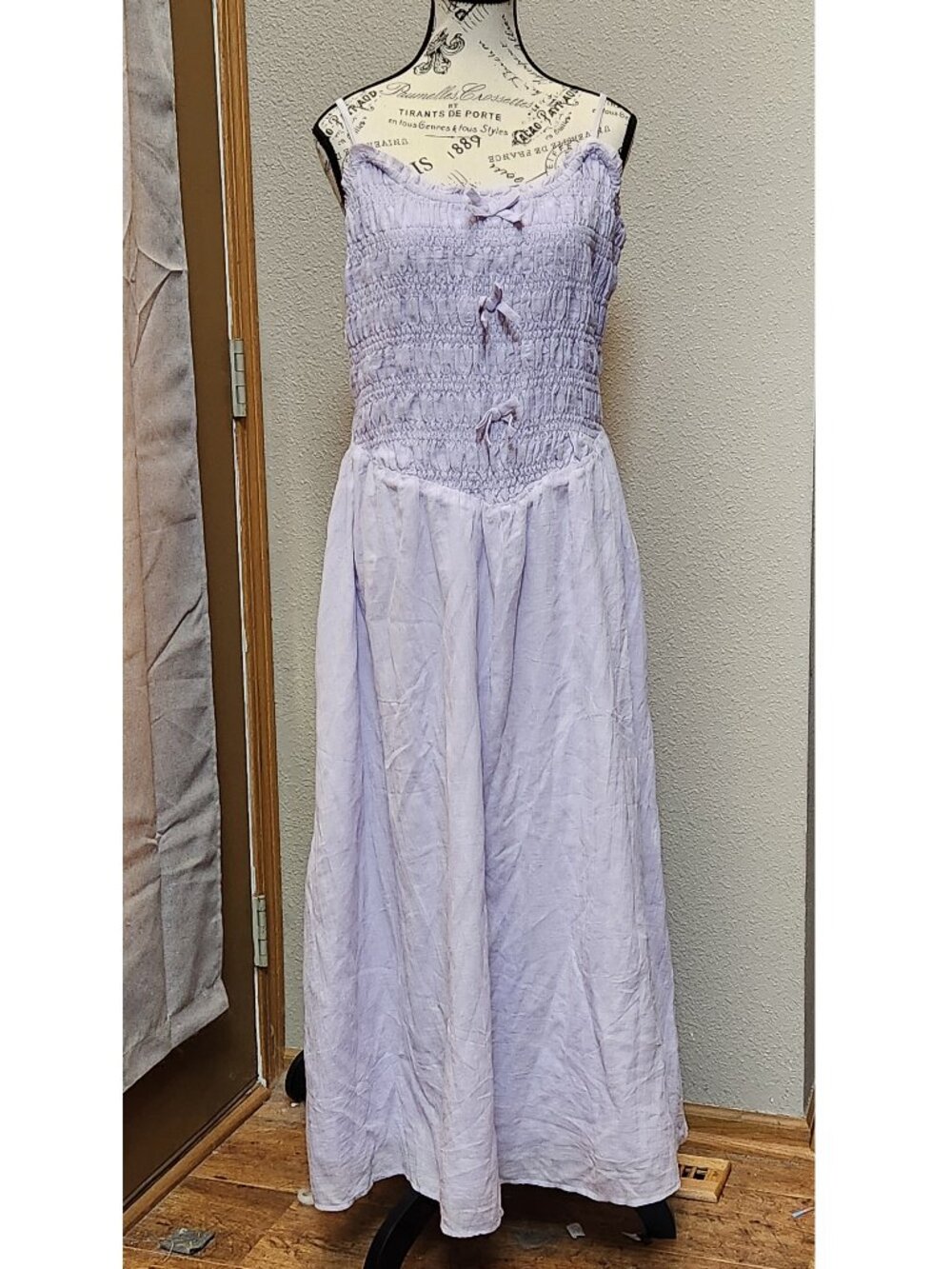 AMERICAN EAGLE AE Lavender Smocked Maxi Sun Dress Pockets - Large - NEW NWT